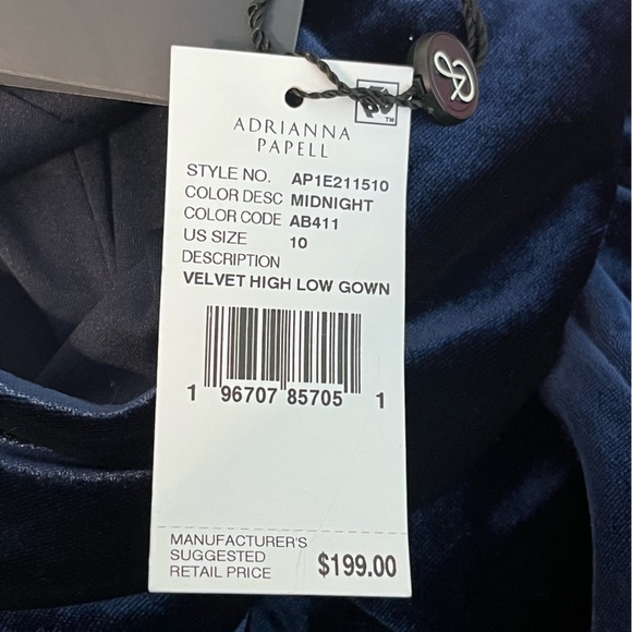 NWT Adrianna Papell Velvet Stretch Sheath Twist Front Halter High Low Hem Gown - Picture 10 of 16